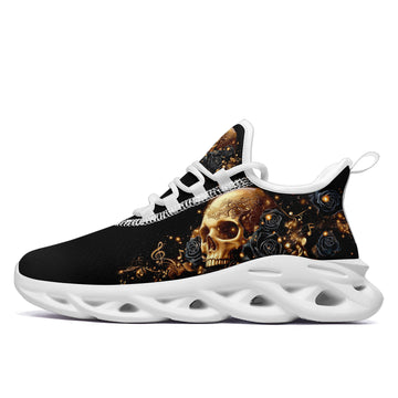 Gold Skull Sneakers | Gothic Gold Skull Rose Shoes | Alternative Fashion Halloween Gift | FN003-25027044-3