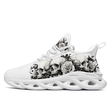Floral Skull Rose Sneakers | Gothic Floral Rose Running Shoes | Alternative Fashion Halloween Gift | FN003-25027044-9