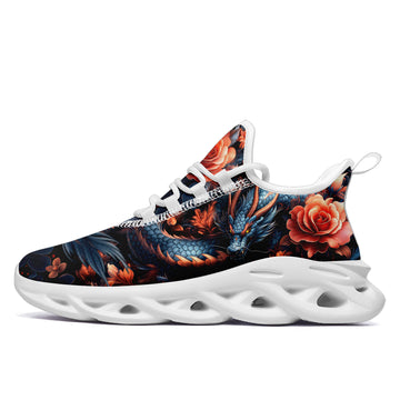 Floral Rose & Dragon Sneakers | Fantasy Beast Floral Running Shoes | Alternative Fashion Halloween Gift | FN003-25027044-6