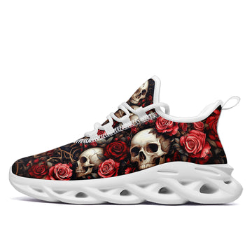 Rose Skull Sneakers | Gothic Floral Print Shoes | Alternative Fashion, Halloween Gift | FN003-25027044-1