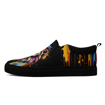 Custom Colorful Lion Face Slip-On Shoes | Vibrant King of Jungle Canvas Sneakers | FN071-25027001-3