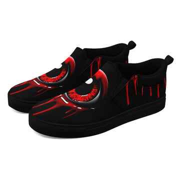 Red Eyeball Horror Slip-On Shoes | Gothic Blood Drip Canvas Sneakers