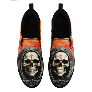 Reaper Skull Slip-On Shoes | Gothic Grim Reaper Skull Art Sneakers | Birthday, Valentine, Halloween Gift