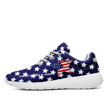 Patriotic Custom USA Star Pattern Sneakers | American Flag Themed Lightweight Walking Shoes for Men, Women, Kids | NL-067-23023001