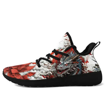 Personalized FN Sneakers with Black & White Soles, Japanese Dragon Theme, and Customizable Names/Images – Perfect for Enthusiasts of Japanese Dragons,FN-051-23023001
