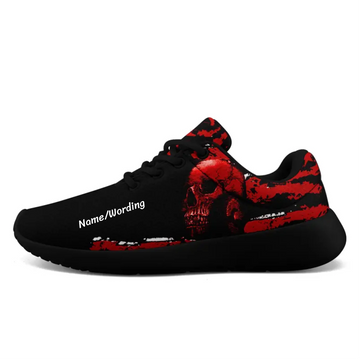 Custom Grunge Skull Sneakers | Wedding, Birthday, Valentine, Halloween Gift | Bold Gothic Skull Art Shoes | Personalized with Name, Logo