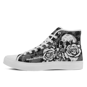Custom High Top Rose Skull Sneaker | Horror Gothic Halloween Converse Shoes | FN-024-24023062