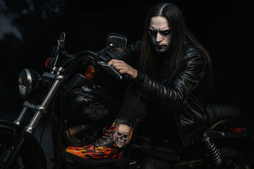 Flaming Skull Combat Boots - Gothic Style for Everyday Rebels in the USA