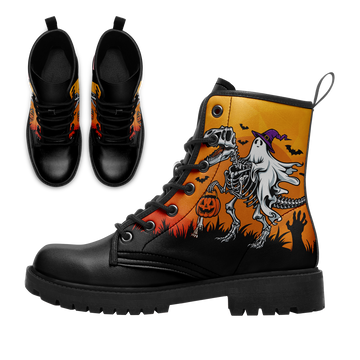 Skeleton T-Rex & Ghost Trick or Treat Boots - Halloween Dinosaur Shoes BOOTS-24025002-4