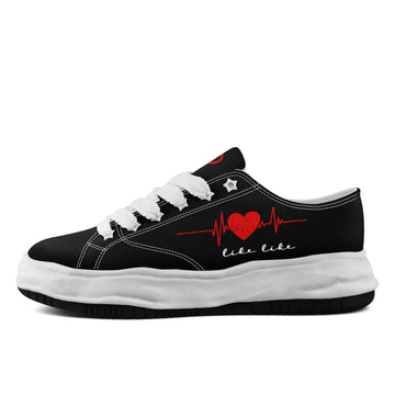 Personalized Heart-Themed Chunky Sneakers with White Platform Sole, Custom Lace-Up Shoes for Everyday Style - FN038-26025199-2w