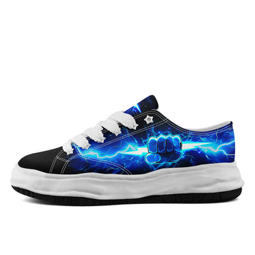 Blue Lightning Fist Chunky Platform Sneakers with Black Fat Laces - FN038-26006302-7w