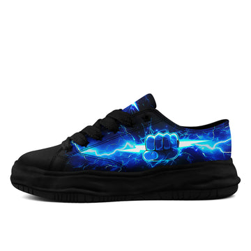 Blue Lightning Fist Chunky Platform Sneakers with Black Fat Laces - FN038-26006302-7b
