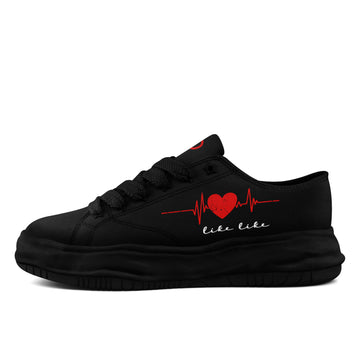 Personalized Heart-Themed Chunky Sneakers, Custom Black Lace-Up Shoes for Everyday Style and Meaningful Gifting - FN038-26025199-2b