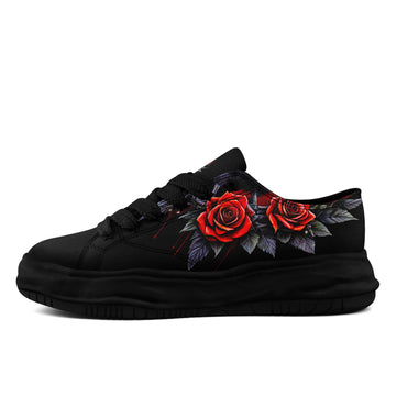 Personalized Gothic Floral Platform Sneakers, Custom Black Low-Tops for Rose Art and Alternative Style Fans - FN038-26025199-4b