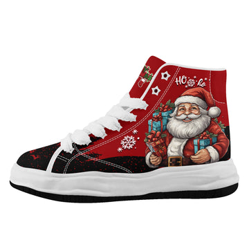 Christmas Santa Claus Chunky High Top Sneakers – Fat Laces Melted Sole Shoes - FN039-26018058-1W