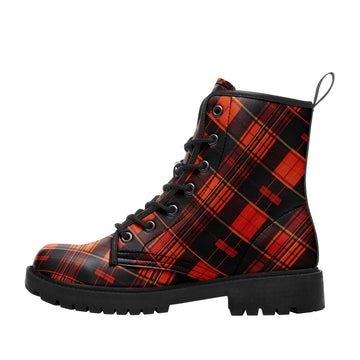 Classic Red Tartan Plaid Combat Boots - Punk Rock Grunge Shoes 058-6-25009051-10