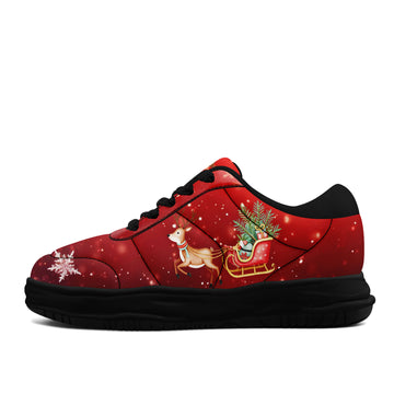 Christmas Reindeer & Sleigh Platform Sneakers – Red Holiday Winter Low Top Shoes - FN084-26018059-3B
