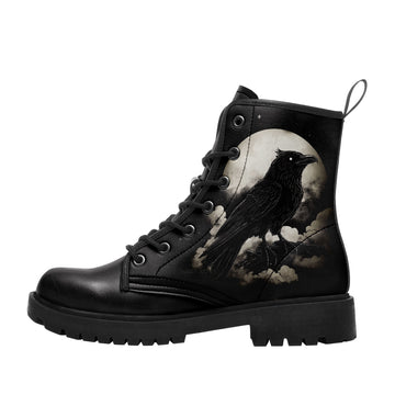 Personalized Gothic Raven Combat Boots, Dark Art Gift - BOOTS-26025221-10