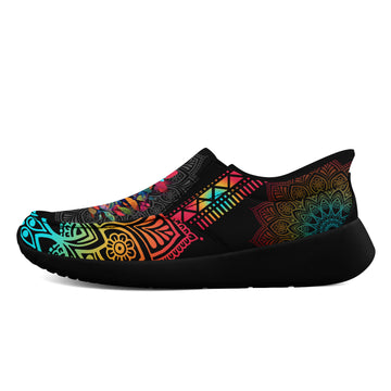 Toponepod Rainbow Butterfly Print Skull Slip on Shoes | Psychedelic Alternative Fashion Sneakers | Cosplay Festival Halloween Gift | FN067-25028032-8