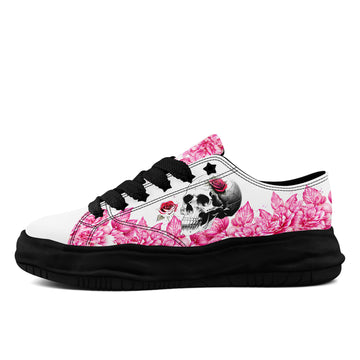 Personalized Dark Romance Platform Shoes, a Custom Gift for Skull, Rose and Floral Art Fans - FN038-26025199-8b