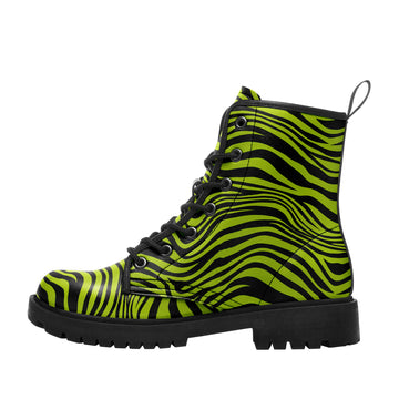 Customizable Zebra Print 8-Eyelet Boots, Personalized Statement Footwear for Alternative Style Lovers - BOOTS-26025221-3-2