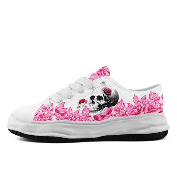 Personalized Dark Romance Platform Shoes, a Custom Gift for Skull, Rose and Floral Art Fans - FN038-26025199-8w