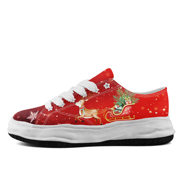 Christmas Reindeer Sleigh Chunky Platform Sneakers with Snowflake Print - FN038-26006302-4w
