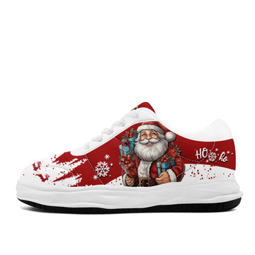 Christmas Santa Claus Platform Sneakers – Red & Snow White Holiday Low Top Shoes - FN084-26018059-6W