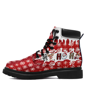 Christmas Snowflake Santa Reindeer Padded Collar Work Boots with Lug Sole - 1921-26006301-2