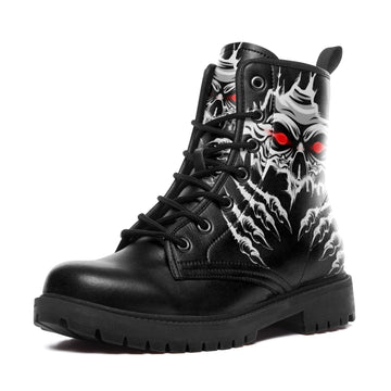 Red Eyed Werewolf & Skeletal Claws Combat Boots - Ripped Metal Style BOOTS-24027001