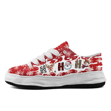 Christmas Snowflake Chunky Platform Sneakers with Santa and Reindeer Print - FN038-26006302-3w