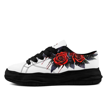 Personalized Rose Print Platform Sneakers, Custom Gothic-Inspired Shoes for Alternative Style Gifts - FN038-26025199-3b