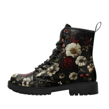 Bold Vintage Floral Lace-Up Boots for Alternative Style Lovers - 058-6-25009034-4
