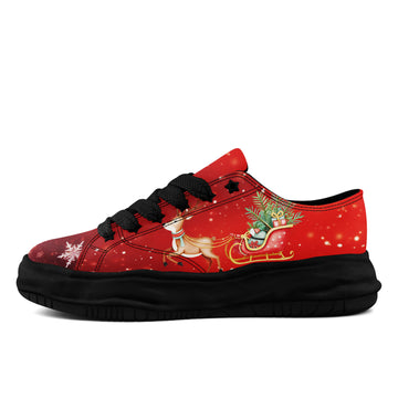 Christmas Reindeer Sleigh Chunky Platform Sneakers with Snowflake Print - FN038-26006302-4b