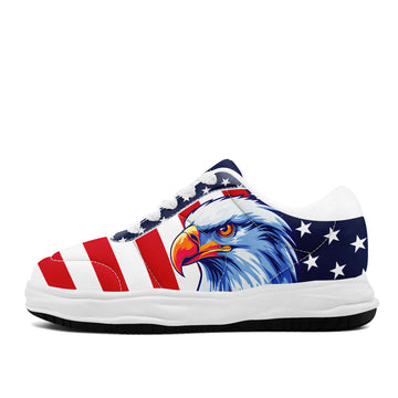 Patriotic American Flag Bald Eagle Platform Sneakers – USA Stars & Stripes Low Top Shoes - FN084-26018059-7W
