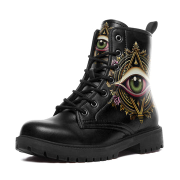 All-Seeing Eye of Providence Combat Boots - Mystic Golden Triangle Shoes BOOTS-24027004