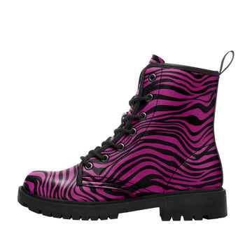Customizable Zebra Print 8-Eyelet Boots, Personalized Statement Footwear for Alternative Style Lovers - BOOTS-26025221-3-1