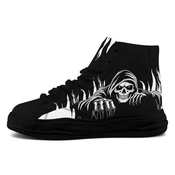 Black and White Reaper Graphic Melted Platform High-Top Canvas Sneakers - FN039A-26006303-11b