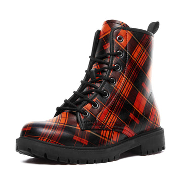 Classic Red Tartan Plaid Combat Boots - Punk Rock Grunge Shoes 058-6-25009051-10