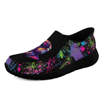 Topnepod Colorful DJ Skull Slip-On Shoes | Graffiti Art Alternative Fashion Sneakers | Cosplay Festival, Halloween Gift | FN067-25028032-2