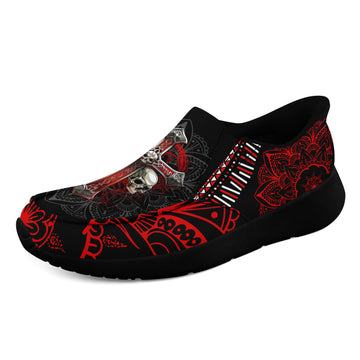 Toponepod Christian Gothic Cross Skull Slip-On Shoes | Alternative Fashion Sneakers For Cosplay Festival, Halloween Gift | FN067-25028032-5