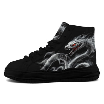 Black Chunky Platform High-Top Sneakers with Smoky Snake Artwork - FN039A-26006303-5b