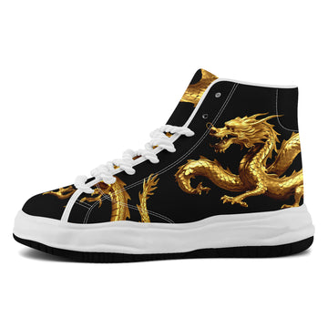 Black and Gold Dragon Print Chunky Platform High-Top Canvas Sneakers - FN039A-26006303-1w