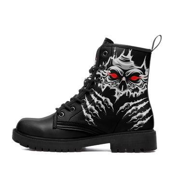 Red Eyed Werewolf & Skeletal Claws Combat Boots - Ripped Metal Style BOOTS-24027001