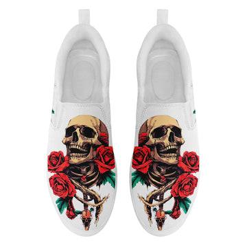Toponepod Skeleton Alternative Fashion Sneakers | Custom Skull Slip On Shoes | FN071-25023063-5