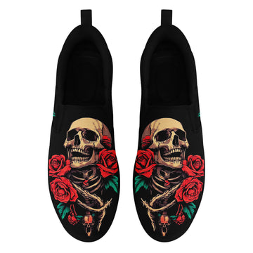 Toponepod Skeleton Alternative Fashion Sneakers | Custom Skull Slip On Shoes | FN071-25023063-5