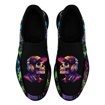 Topnepod Colorful DJ Skull Slip-On Shoes | Graffiti Art Alternative Fashion Sneakers | Cosplay Festival, Halloween Gift | FN067-25028032-2