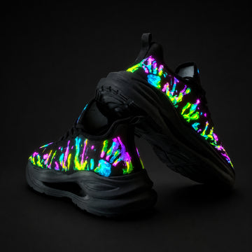 Multi-Color Glow-in-the-Dark Liquid Splatter Trainers | Luminous Breathable Cushion Shoes FN003-26020065-4
