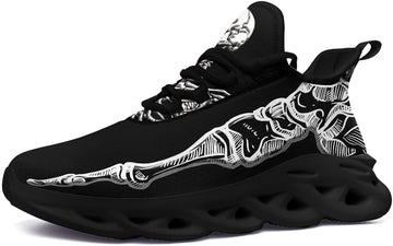 Men's Gothic Skelton Hand Shoes | Punk Rock Breathable Cushion Sports Walking Skull Sneakers Gym Jogging Tennis Shoes