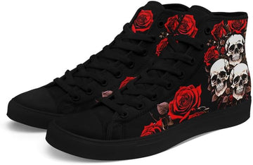 High Tops Skull Shoes for Men Women Classic Lace Up Gothic Fashion Sneaker Street Casual Canvas Sneakers